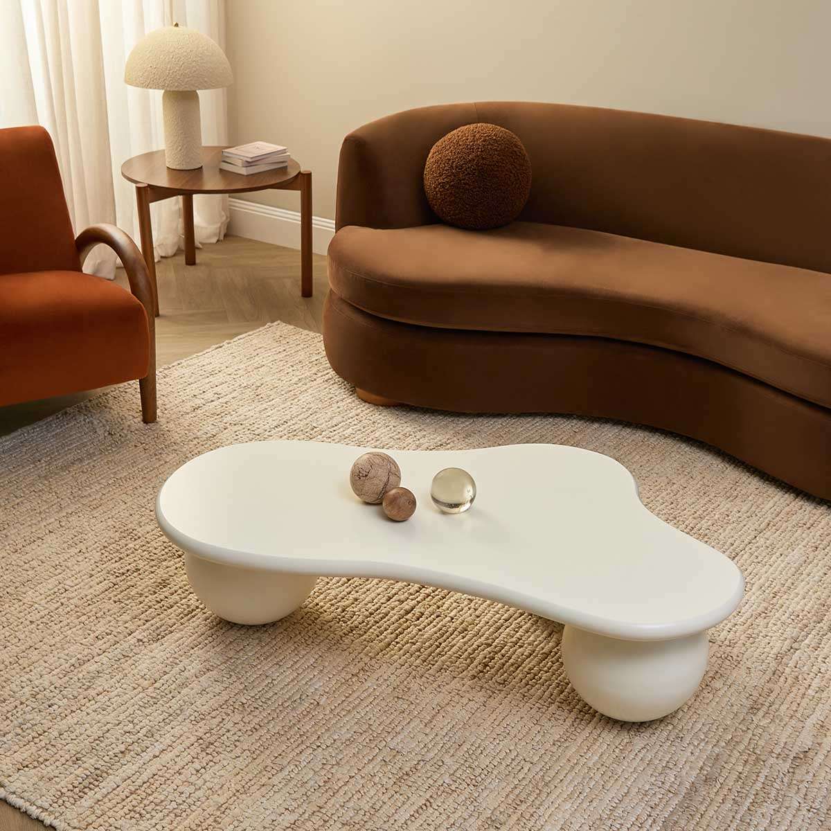 Agatha Ball Feet Coffee Table - Beige - Image 4