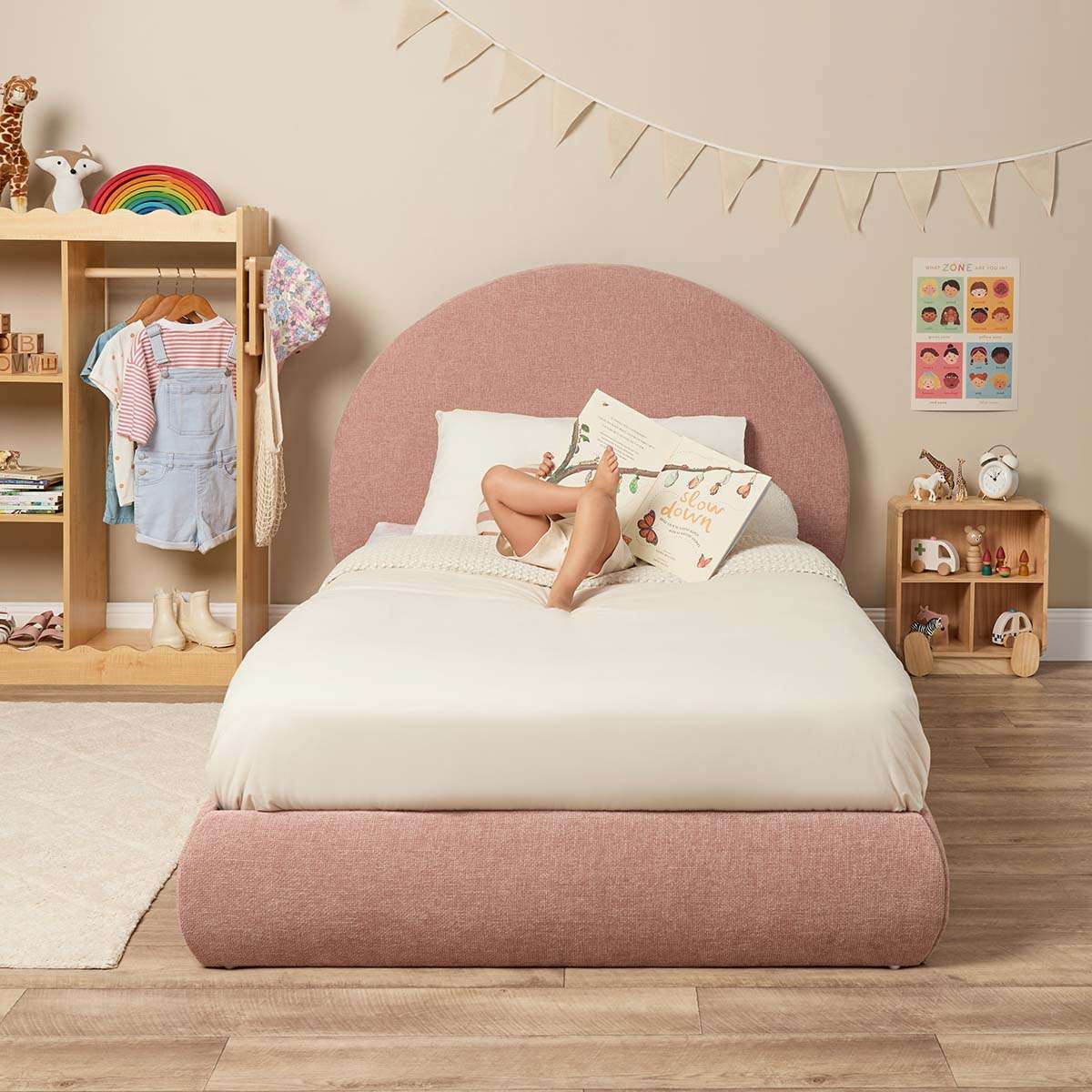 Arlo Arched King Single Bed - Dusty Pink - Image 9