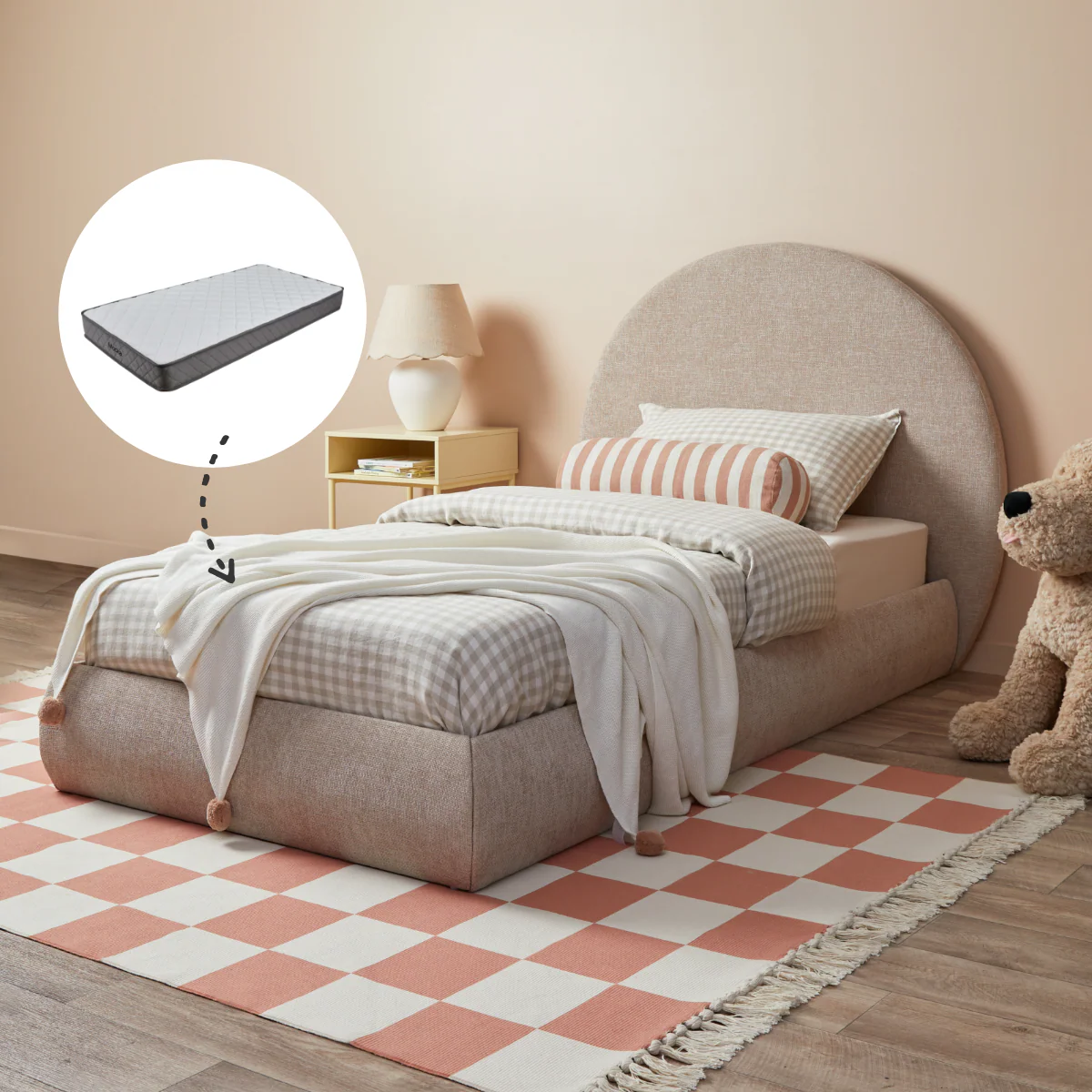 Arlo Arched King Single Bed + Mattress Bundle - Natural