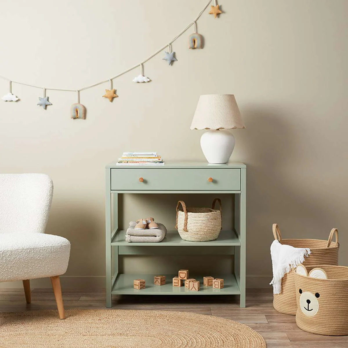 Mocka Change Table With Removable Top - Sage Green - Image 3