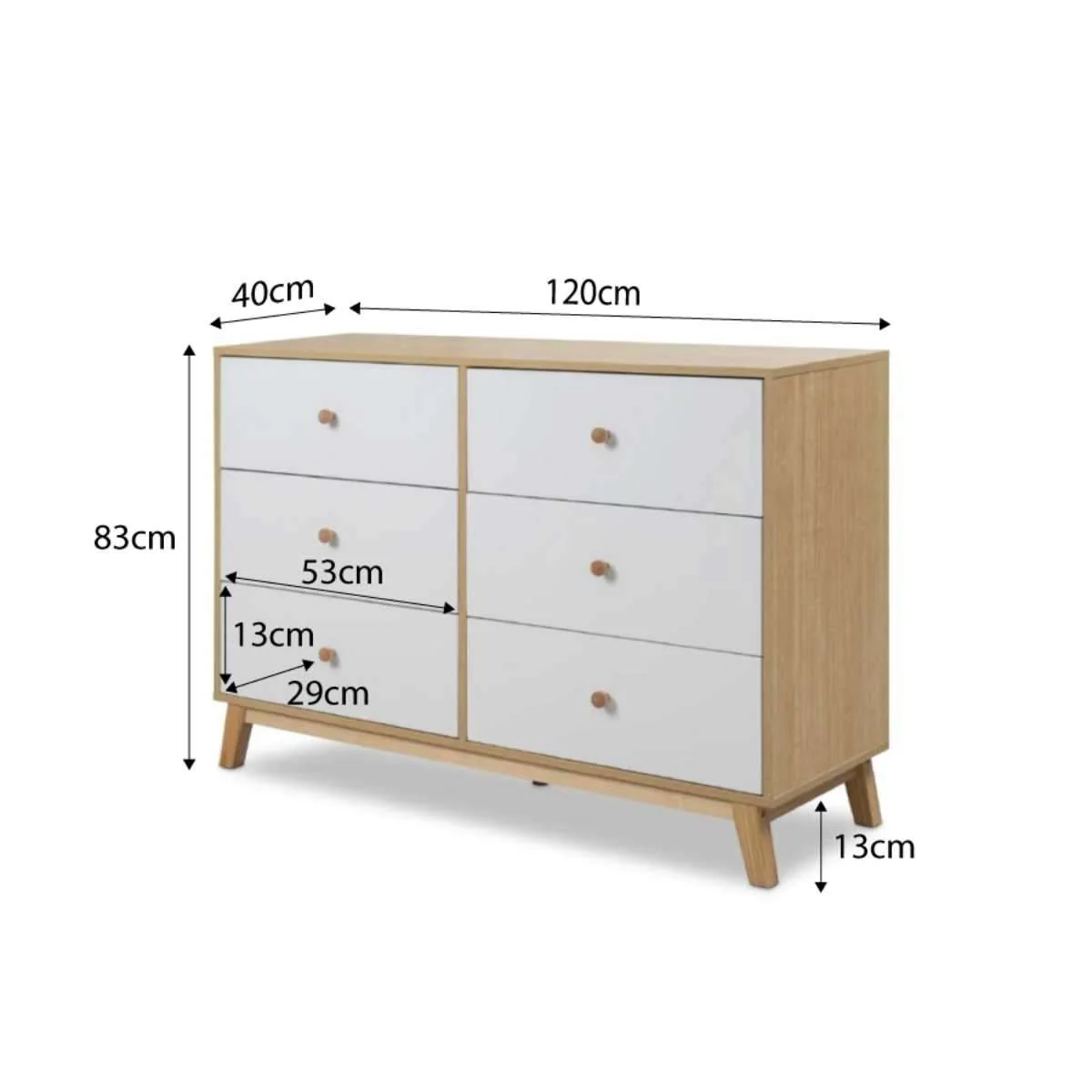Aspen Six Drawer - White/Natural - Image 10
