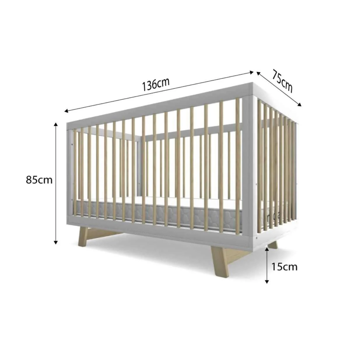 Aspen White/Natural 3-in-1 Cot Conversion Bundle - Image 7