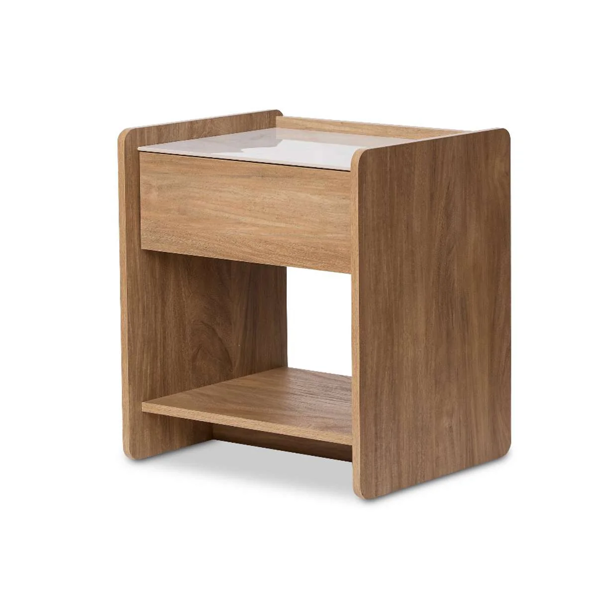 Avery Stone Top Bedside Table - Pecan - Image 10