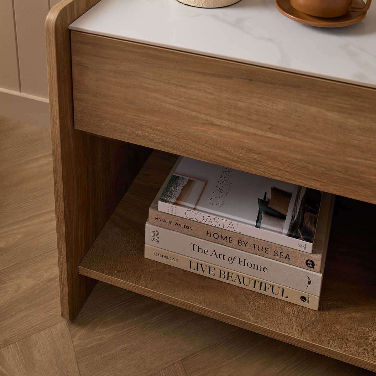 Avery Stone Top Bedside Table - Pecan - Image 6