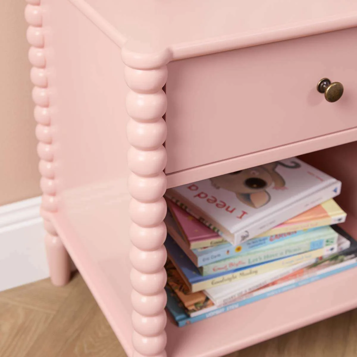 Betti Bobbin One Drawer Bedside Table - Pink - Image 5