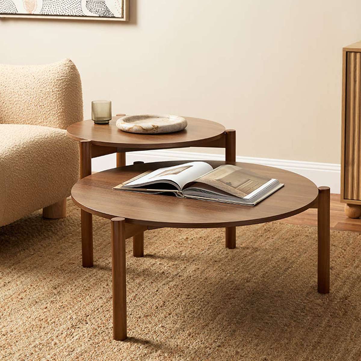 Blair Round Nesting Coffee Tables - Walnut - Image 3