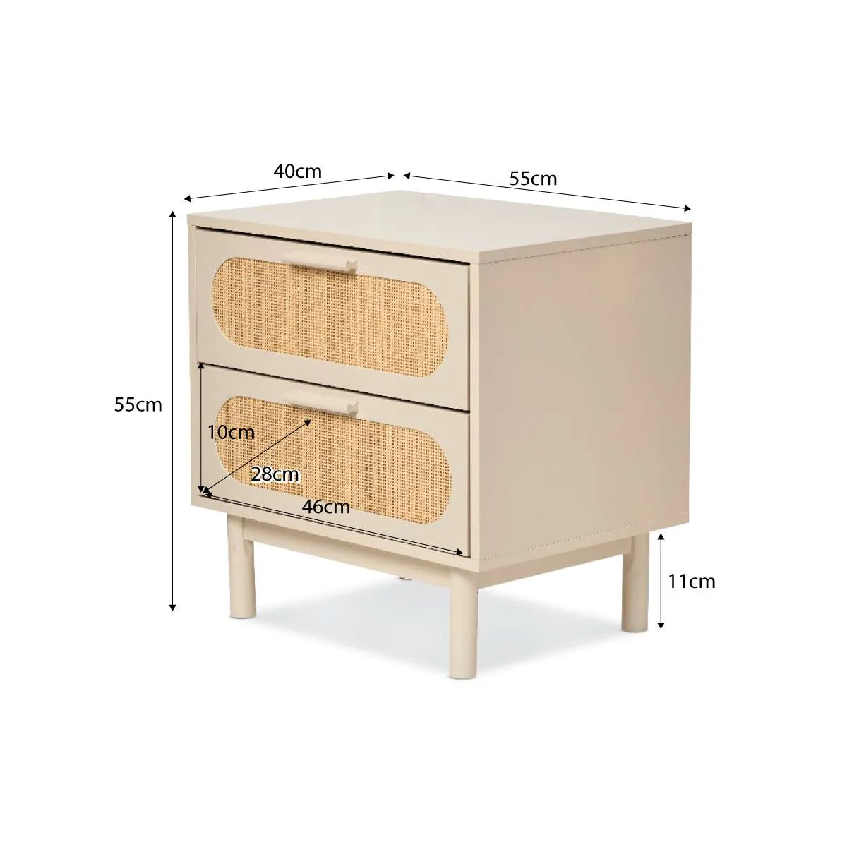 Canyon Two Drawer Bedside Table - Beige/Natural - Image 6