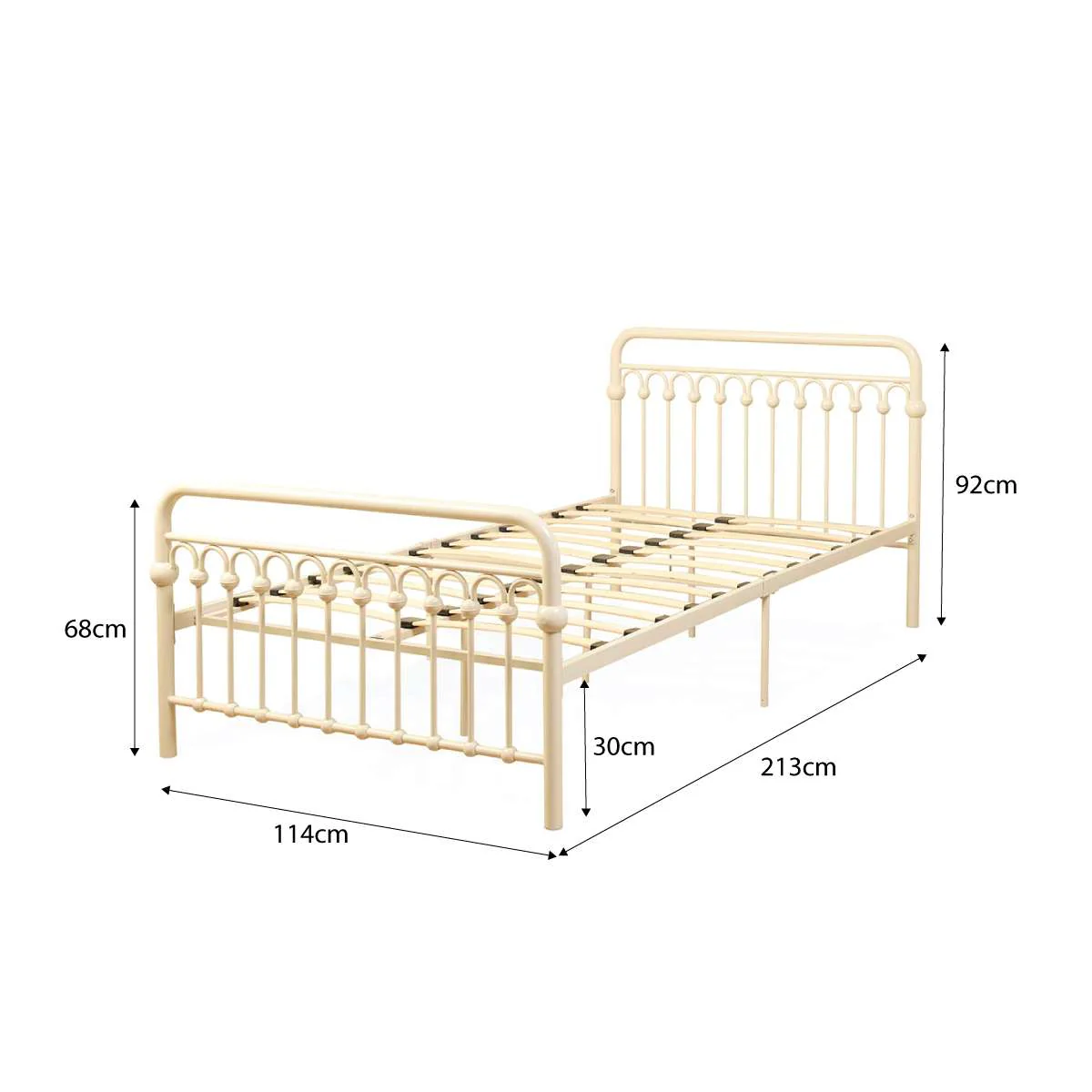 Classic Cottage Bed - King Single - Cream - Image 7
