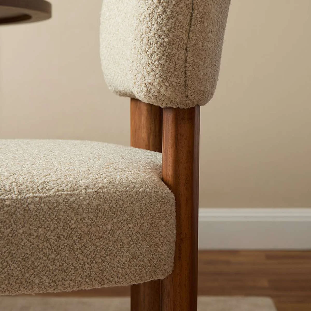 Coco Boucle Dining Chair - Set of 2 - Cream/Walnut - Image 2
