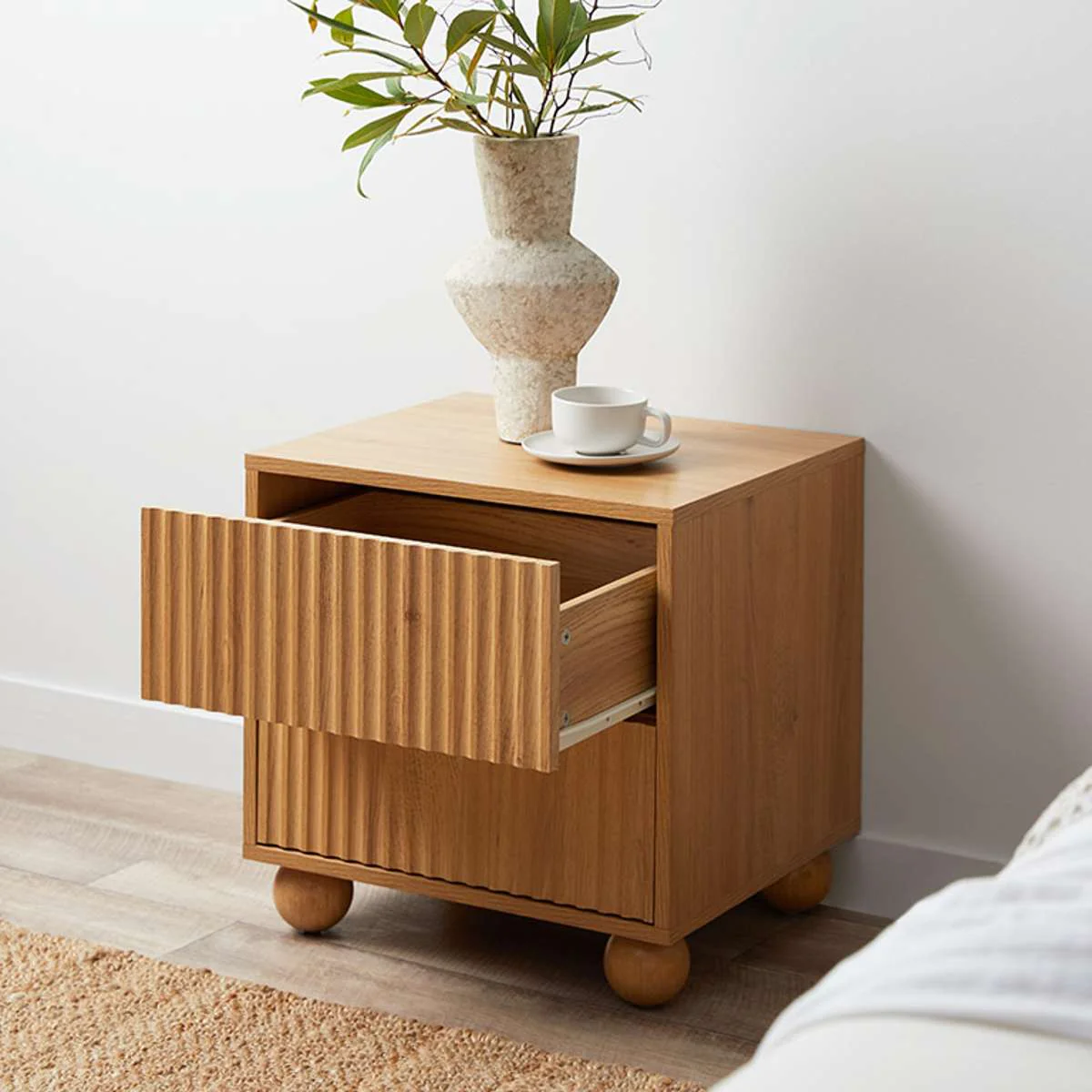 Deven Ball Feet Bedside Table - Natural - Image 4