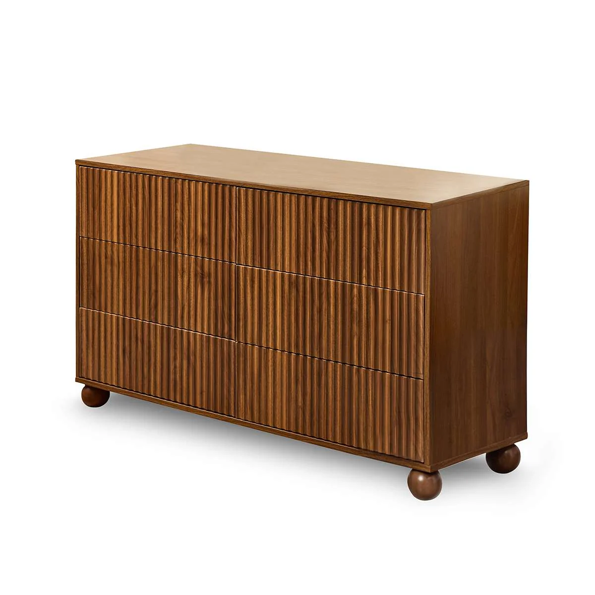 Deven Ball Feet Six Drawer - Walnut - Image 7