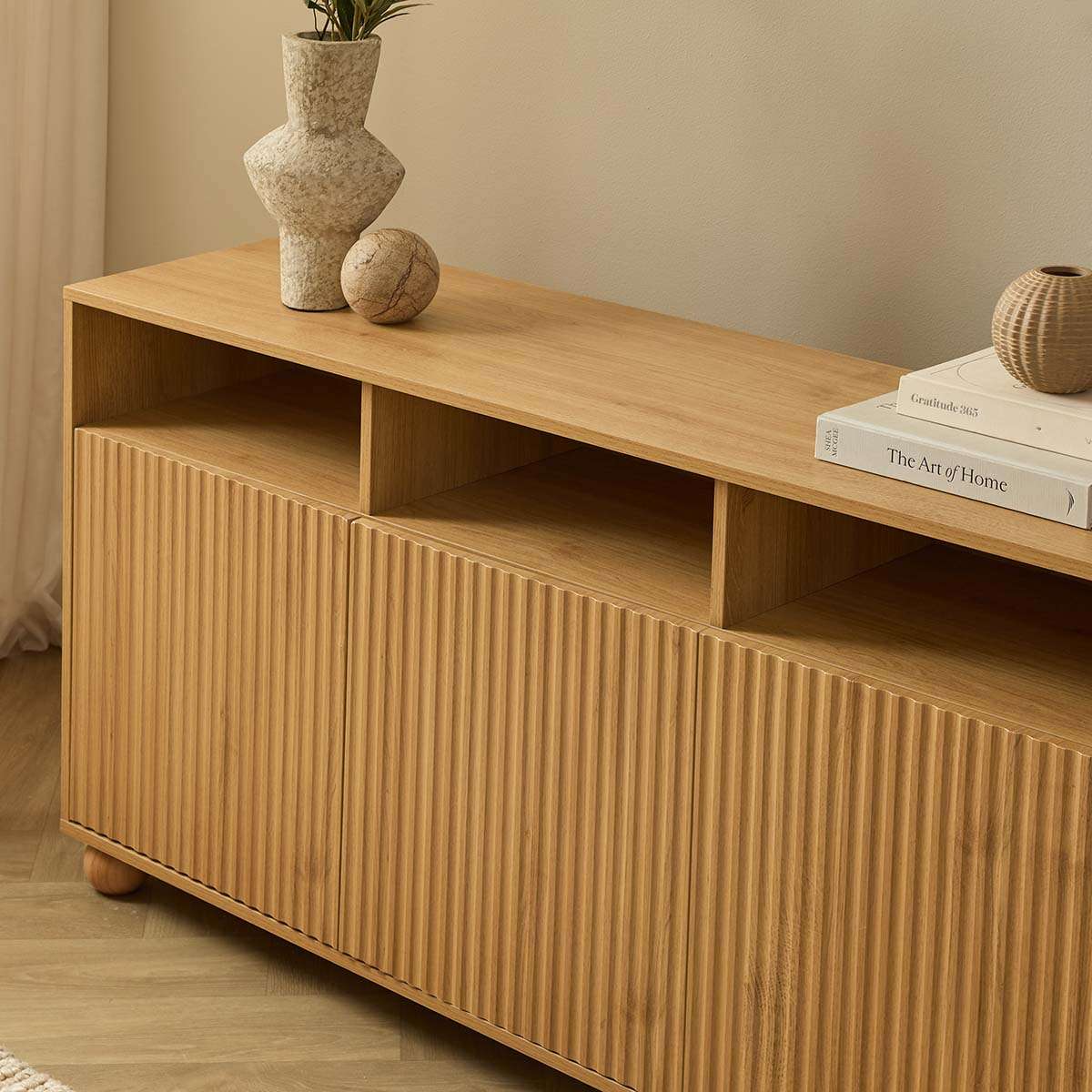 Deven Ball Feet Storage Console Table - Natural - Image 5