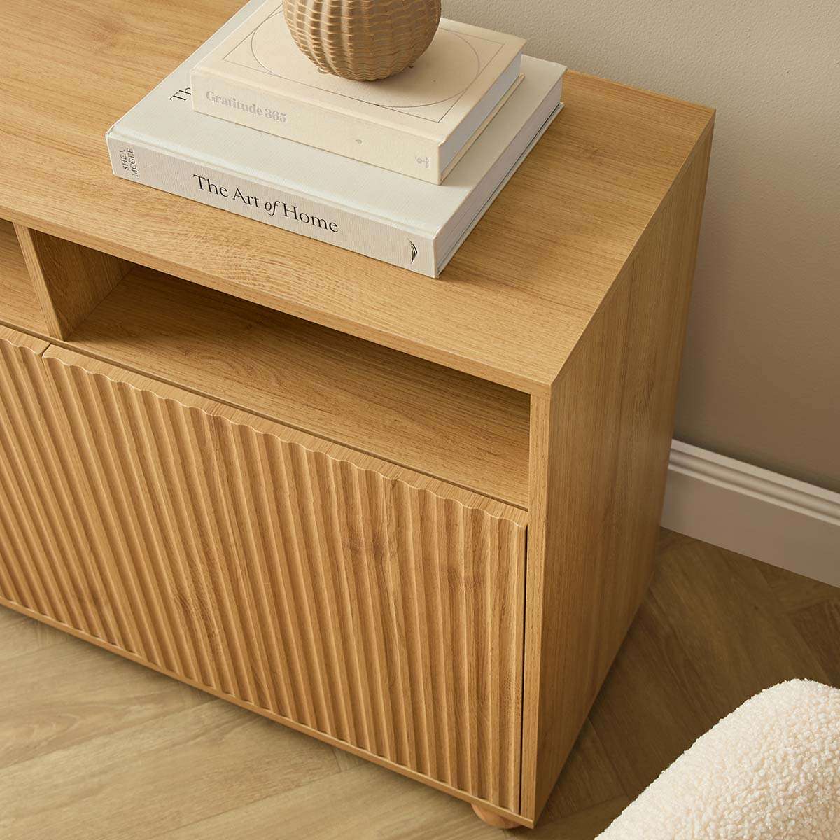 Deven Ball Feet Storage Console Table - Natural - Image 8