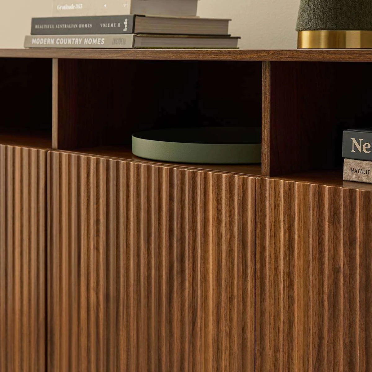 Deven Ball Feet Storage Console Table - Walnut - Image 2