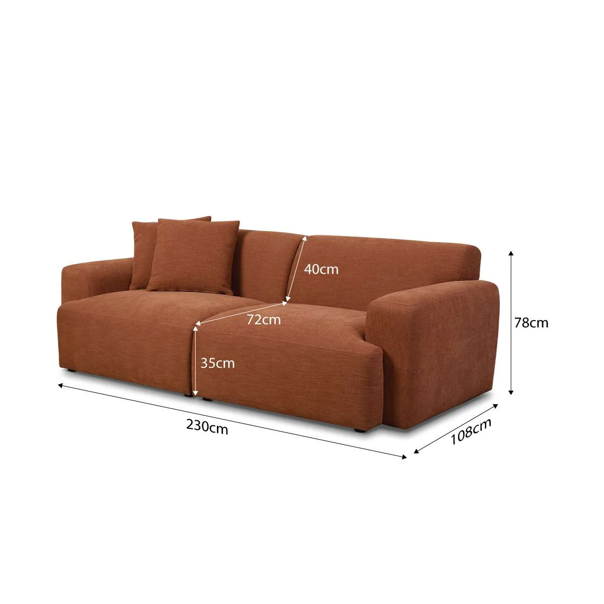 Dylan 2.5 Seater Sofa - Rust - Image 16