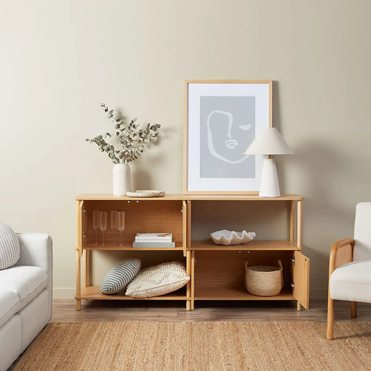 Eden Low Shelf With Storage - Natural - Image 4