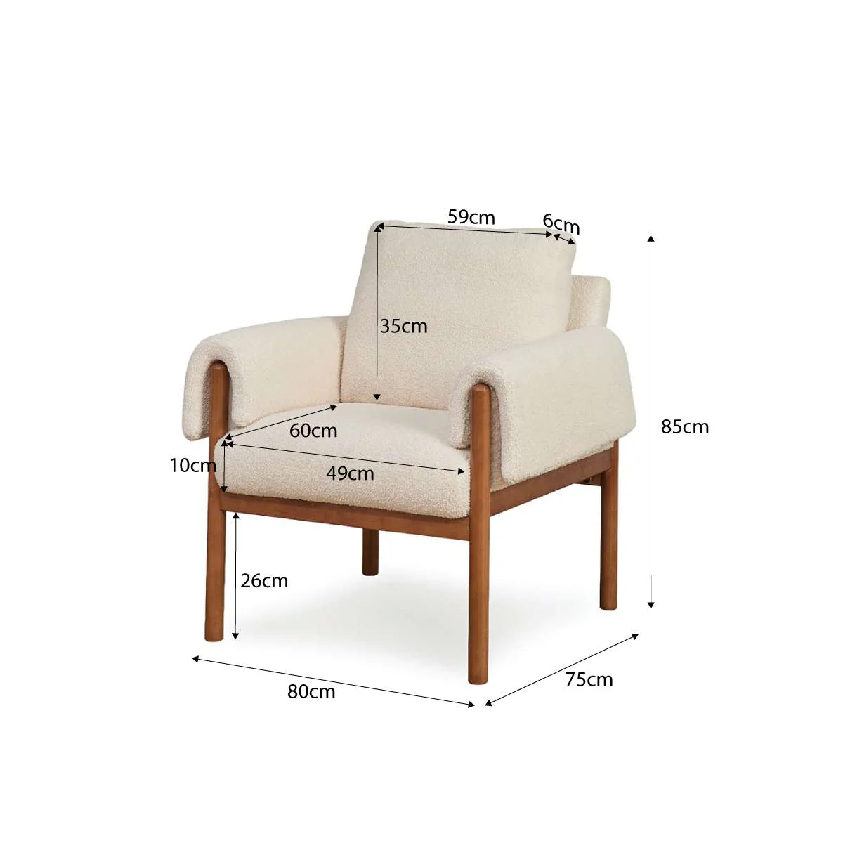 Edwin Occasional Chair - Cream/Walnut - Image 9