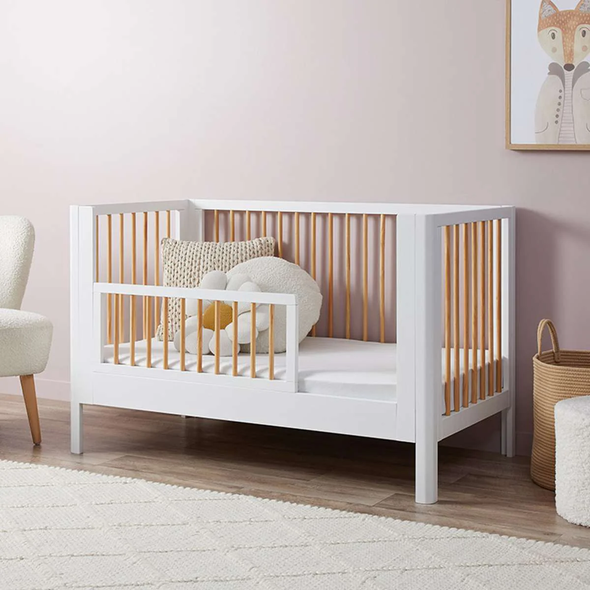 Fraser Coastal Cot Toddler Bed Half Frame - White/Natural - Image 3