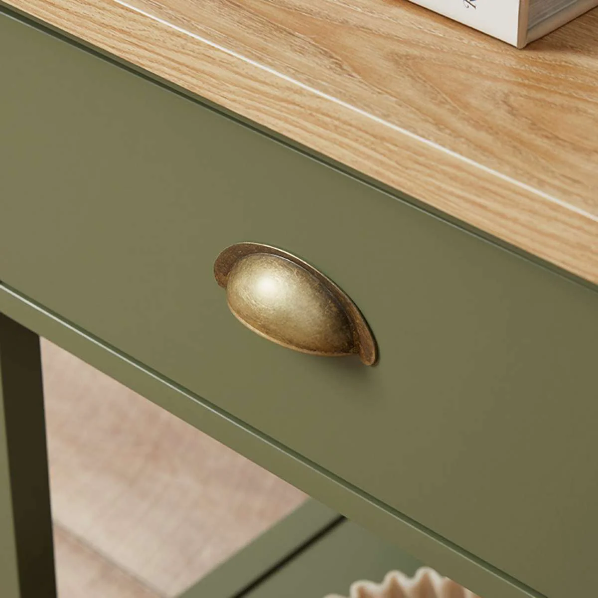 Hastings Bedside Table - Olive Green/Natural - Image 5