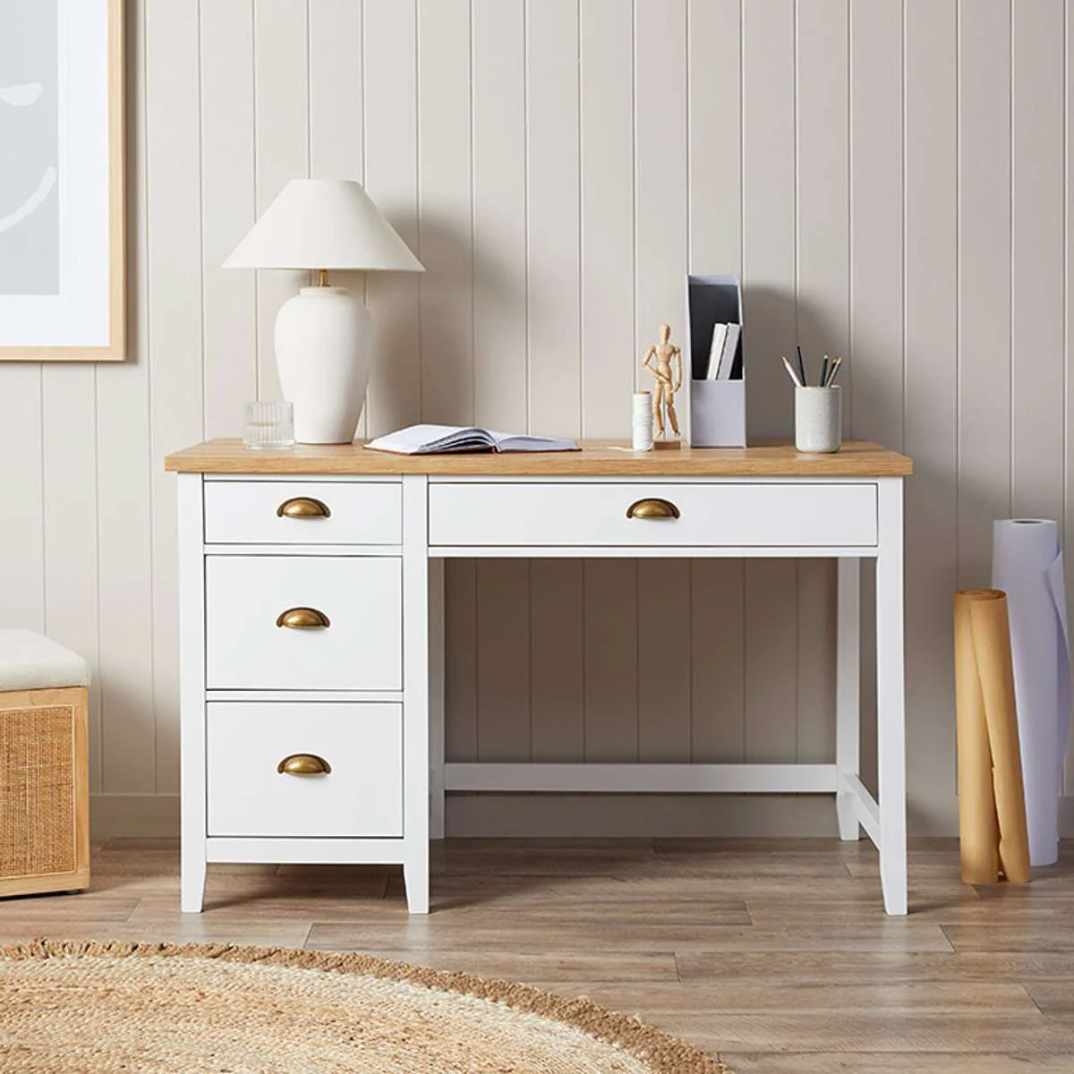 Hastings Desk - White/Natural - Image 4