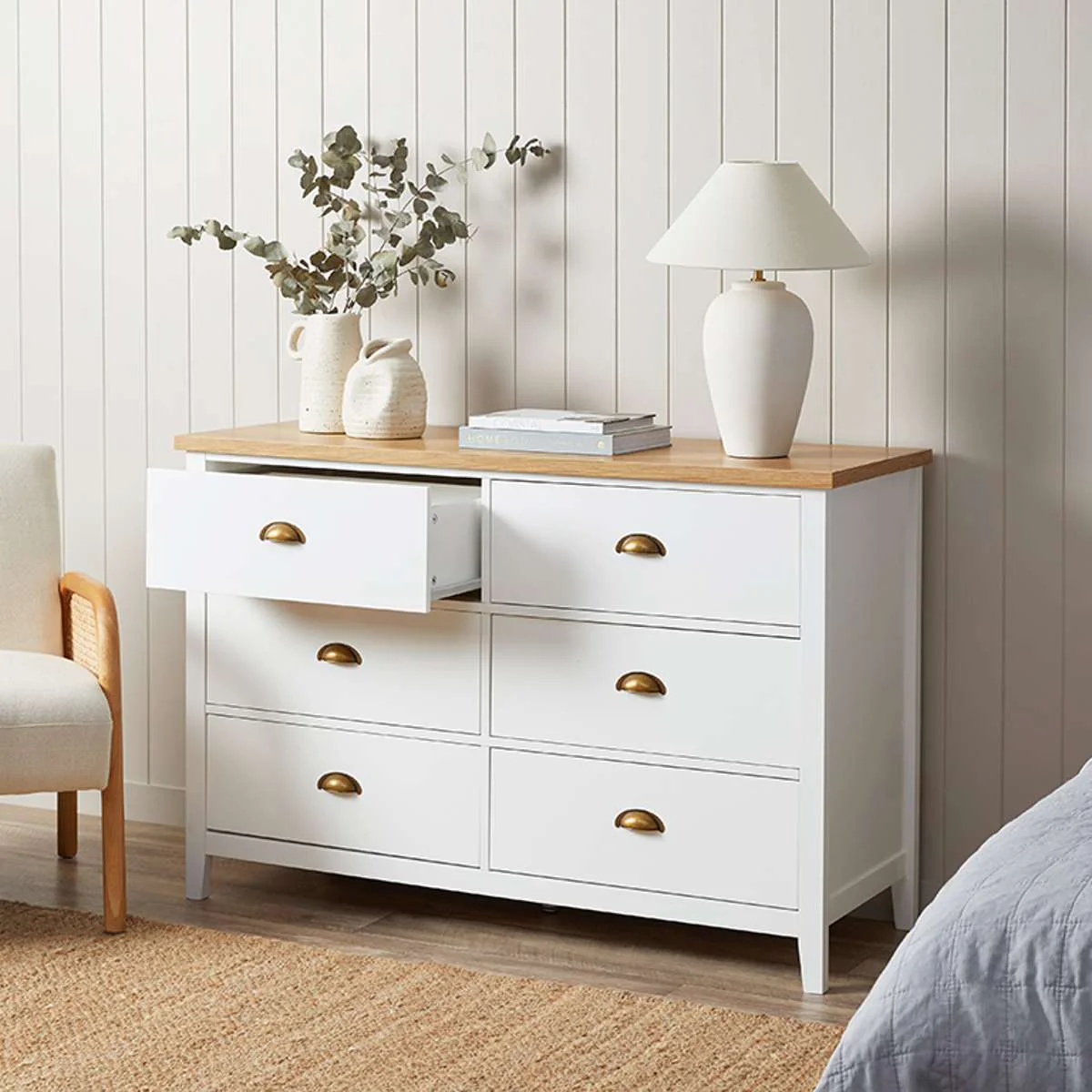 Hastings Six Drawer - White/Natural - Image 4