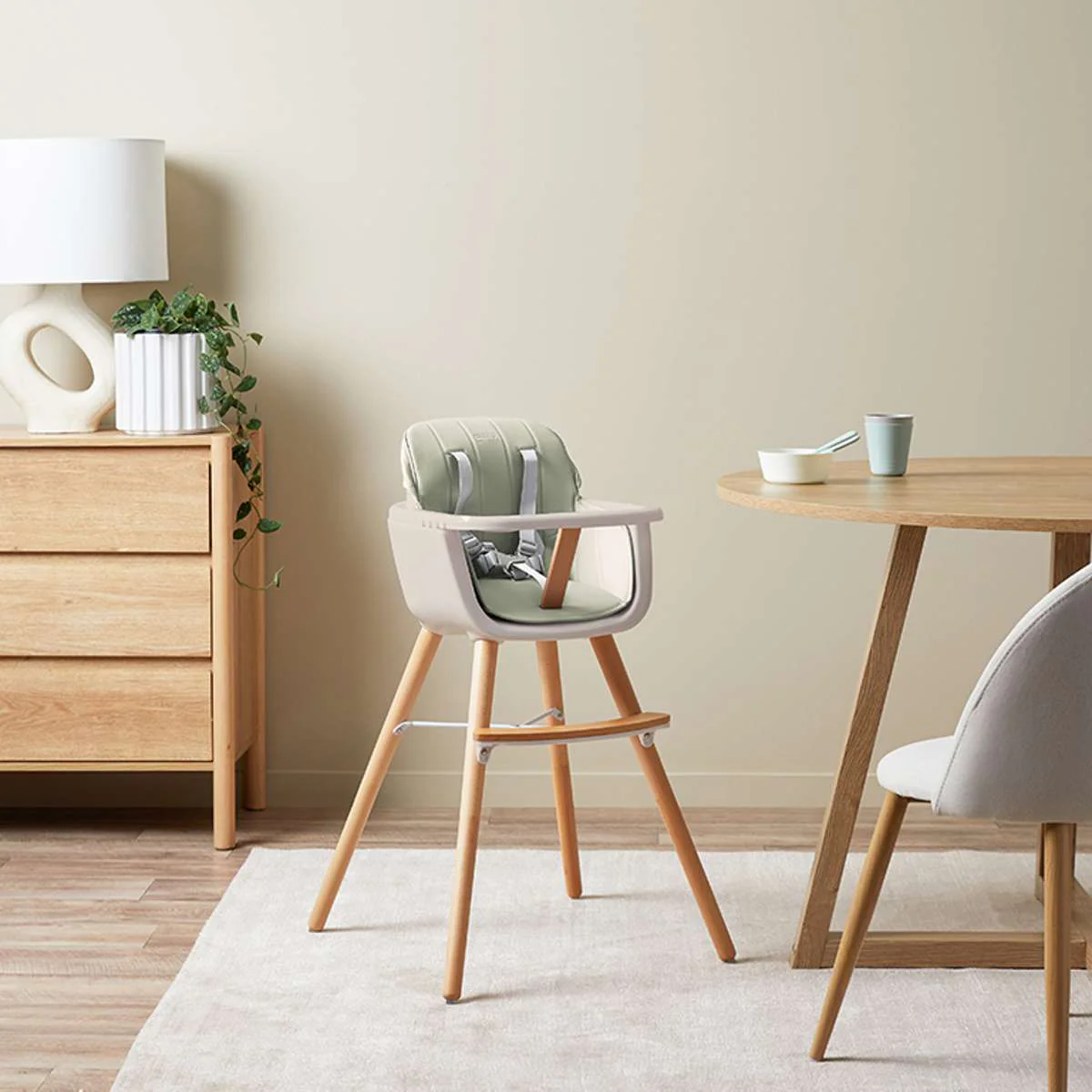 Jenson Natural Highchair - Sage Green - Image 2