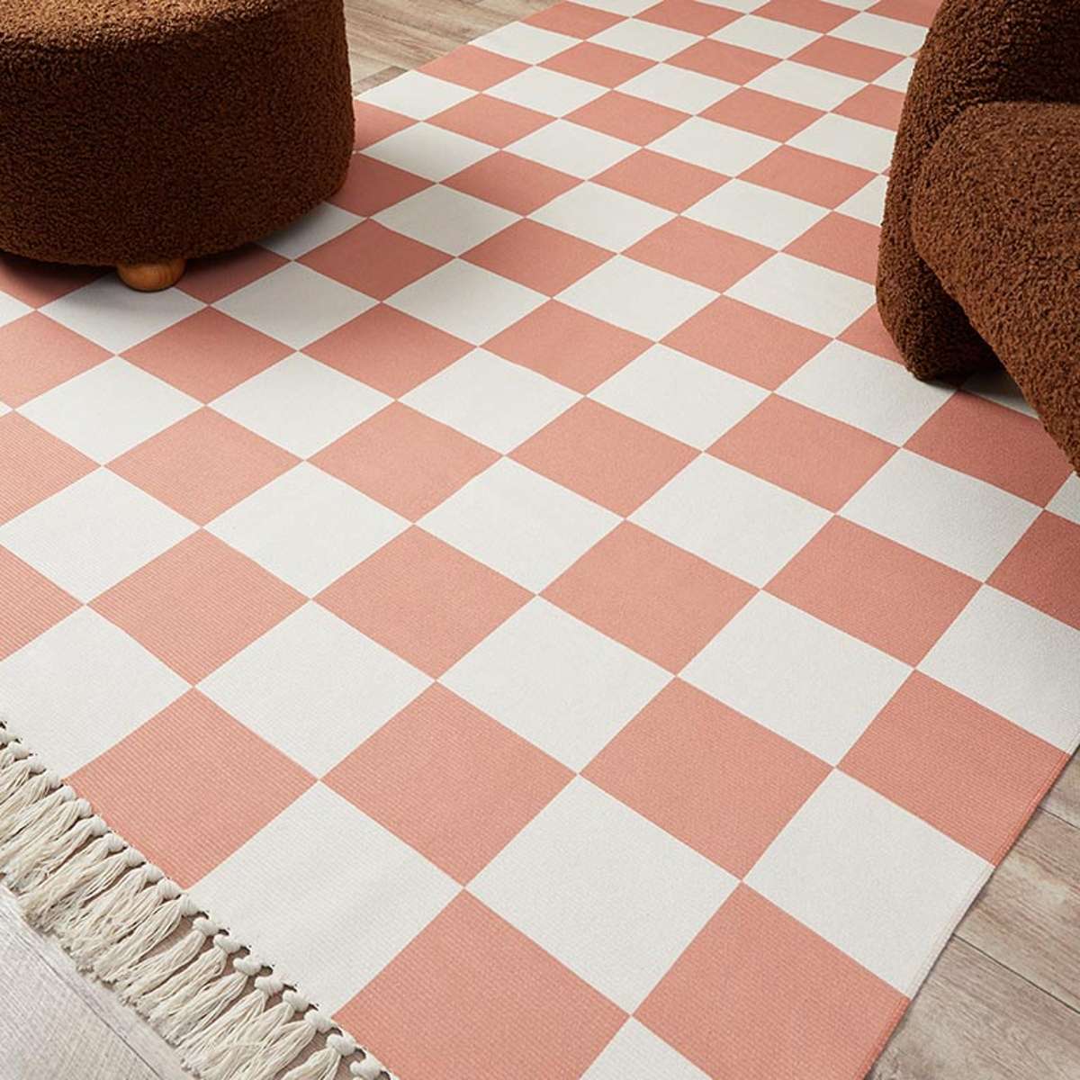 Kobie Checkerboard Rug - Rust - Image 4