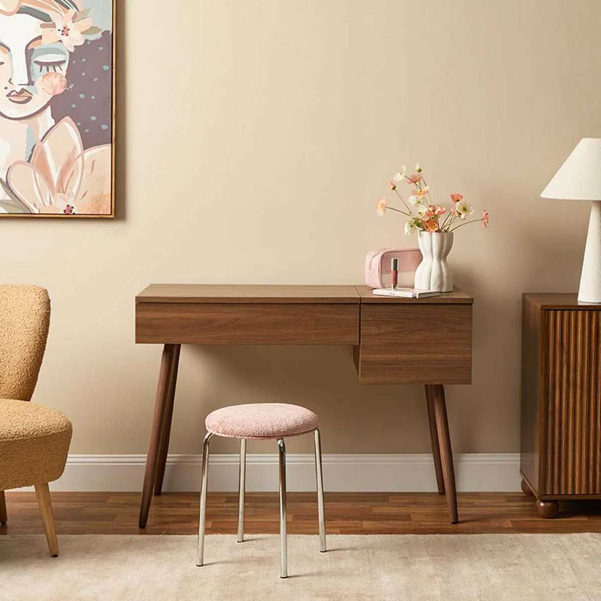 Leia Make-Up Table - Walnut - Image 3