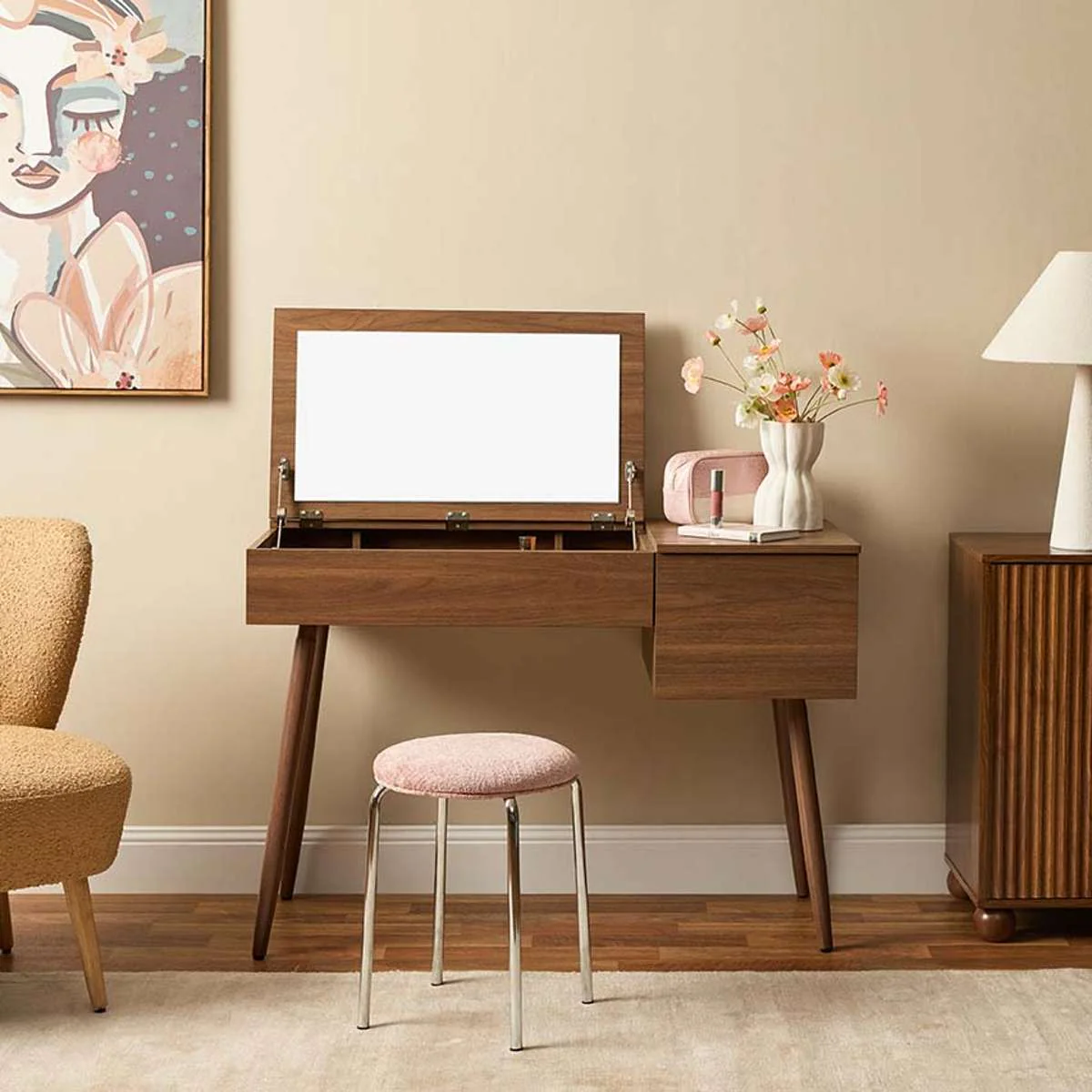 Leia Make-Up Table - Walnut - Image 4