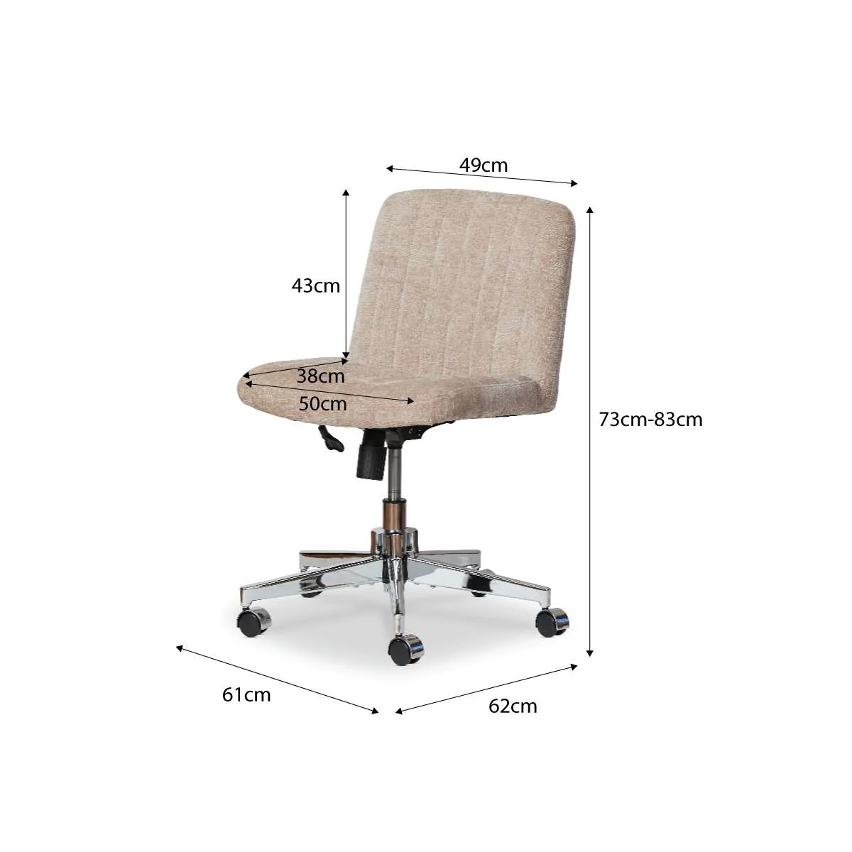 Luca Chrome Office Chair - Natural - Image 6