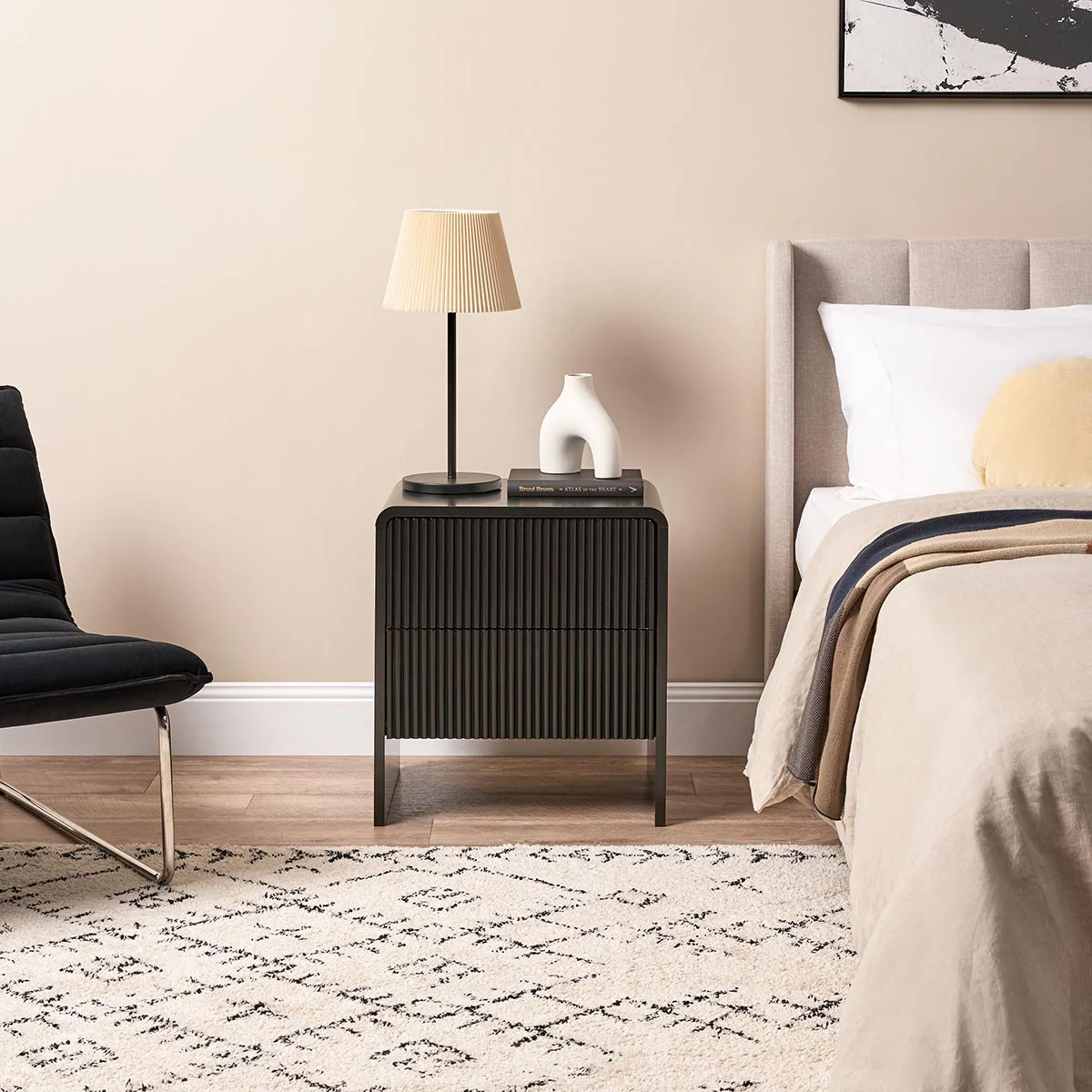 Majorca Bedside Table - Black