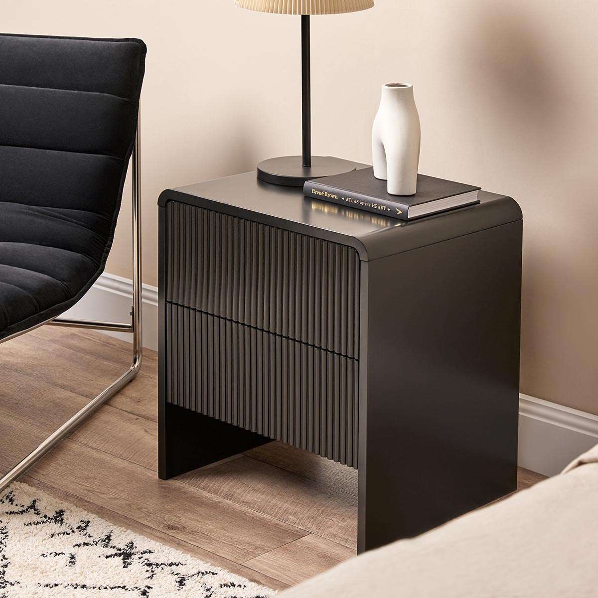 Majorca Bedside Table - Black - Image 3