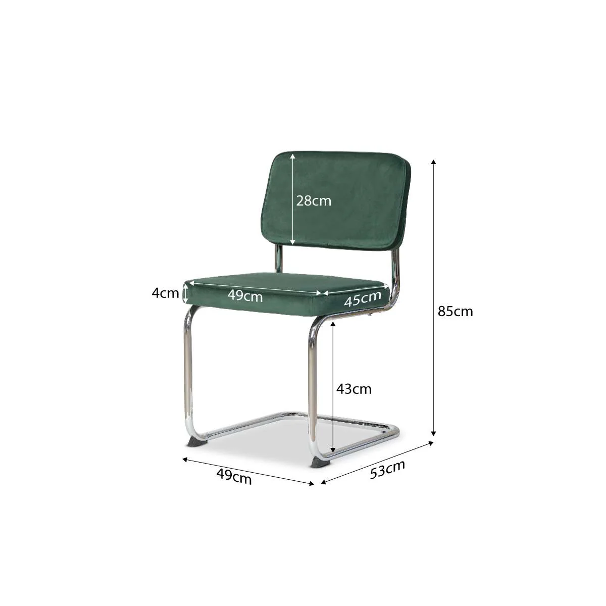 Marcel Chrome Dining Chair - Set of Two - Dark Green - Image 8