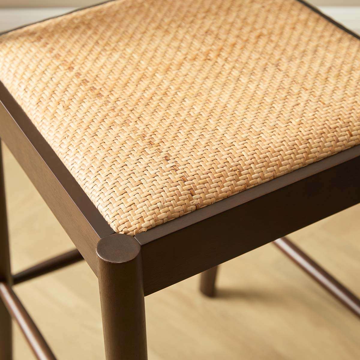 Mateo Curved Rattan Bar Stool - Walnut - Image 3