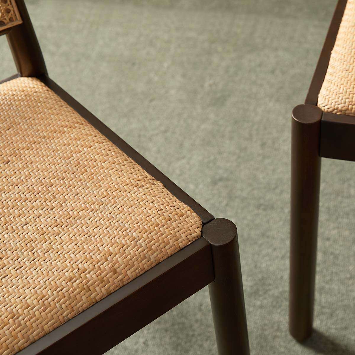 Mateo Curved Rattan Dining Chair - Set of Two - Walnut - Image 4