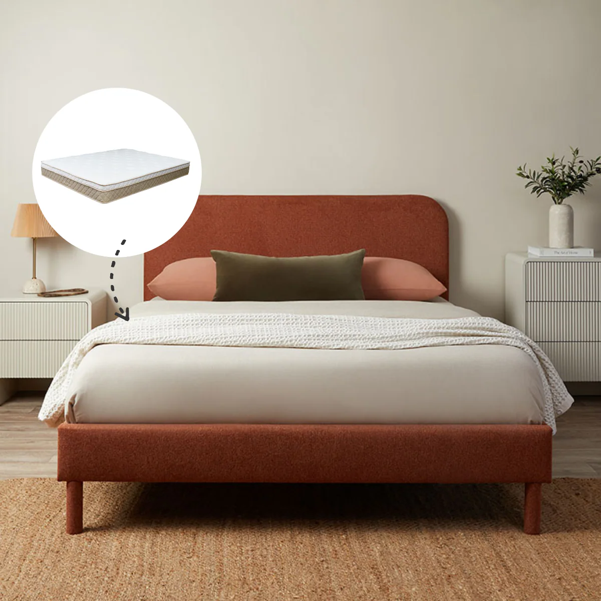 Melvin Queen Bed and Bamboo Queen Mattress Bundle