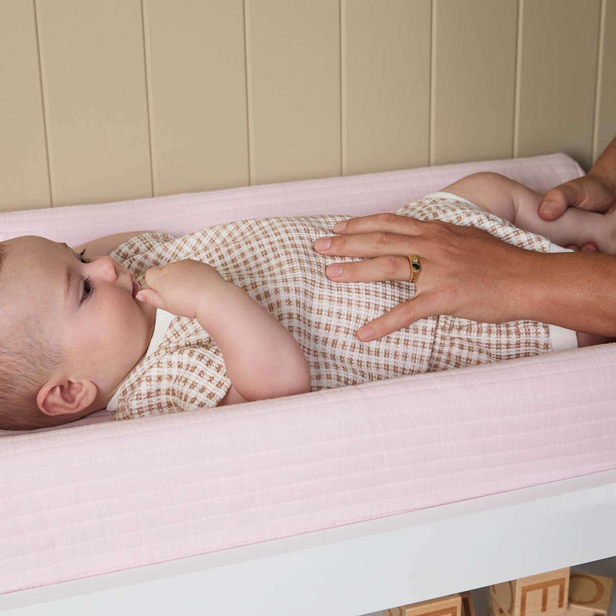 Mocka Cotton Change Mat Cover - Blush Pink - Image 3