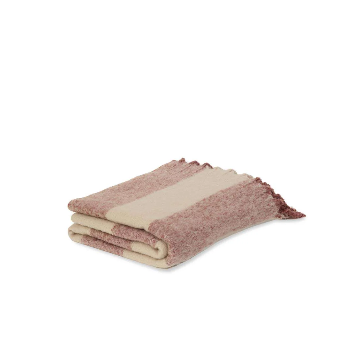Mocka Stripe Throw Blanket - Raspberry and White Chocolate - Image 5