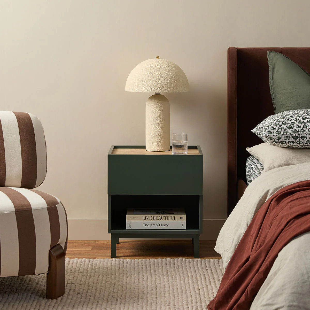Murphy Bedside Table - Green/Natural