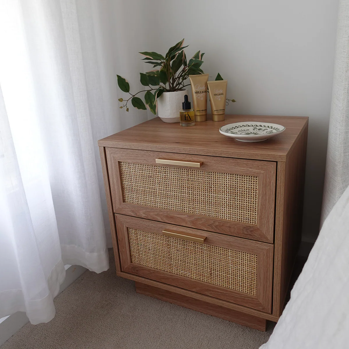 Noosa Rattan Bedside Table - Natural - Image 3