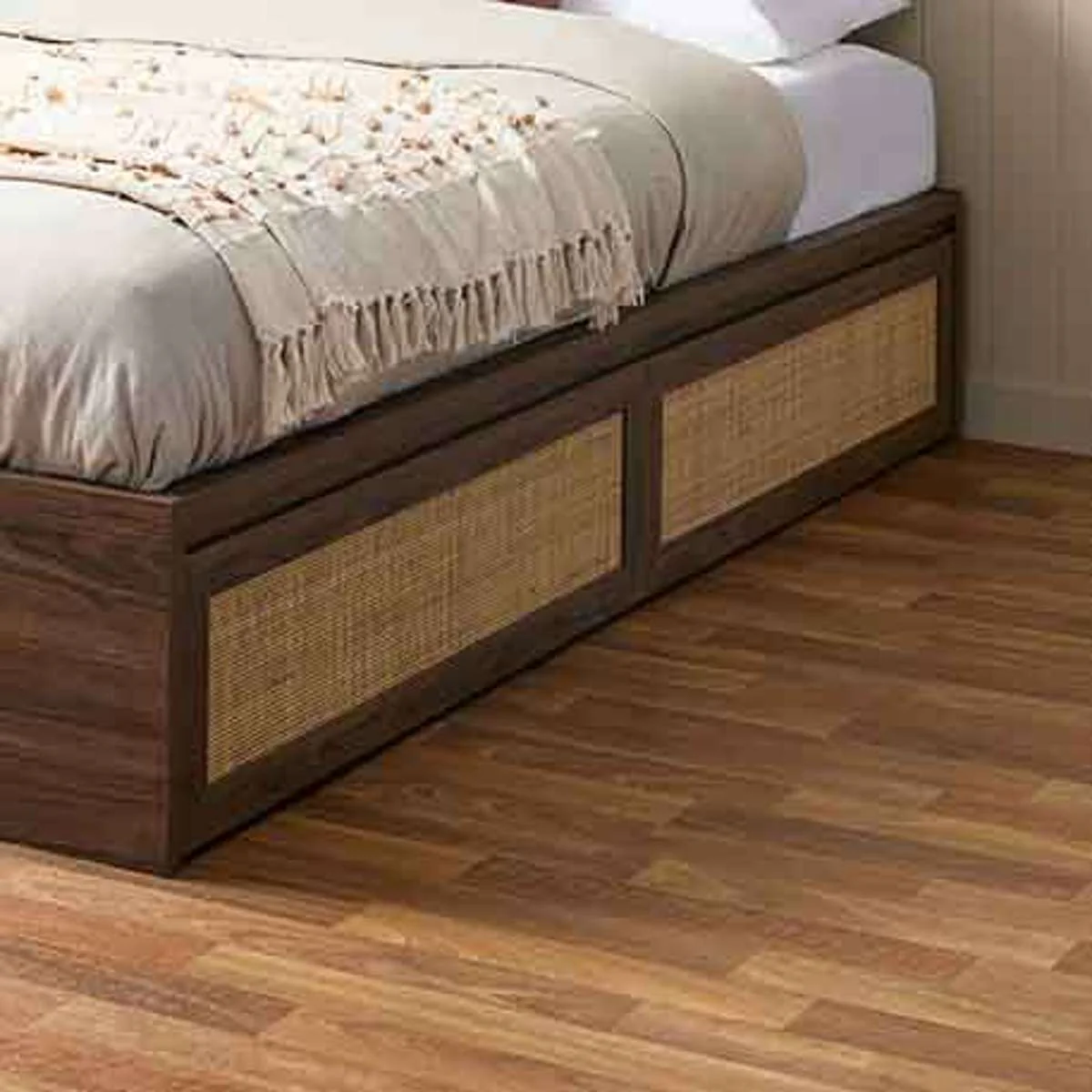 Noosa Rattan Queen Storage Bed Base - Walnut - Image 5