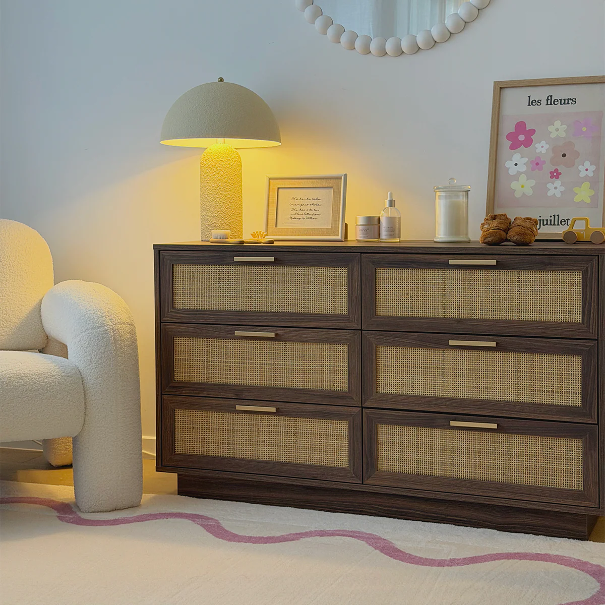 Noosa Rattan Six Drawer - Walnut - Image 4