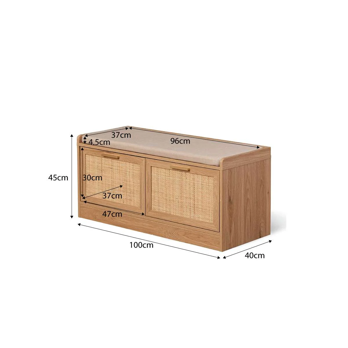 Noosa Rattan Storage Bench Seat - Natural - Image 12