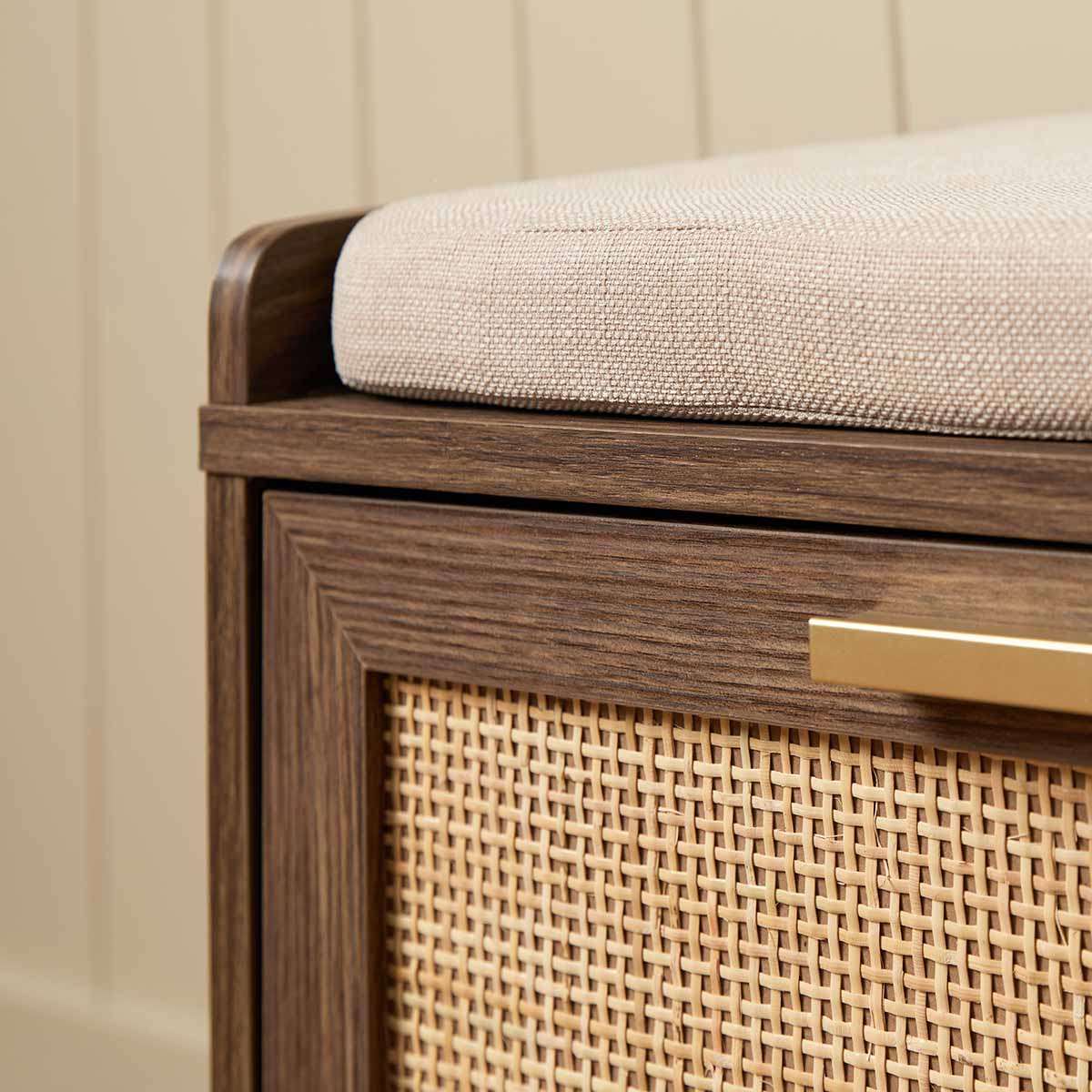 Noosa Rattan Storage Bench Seat - Walnut - Image 2