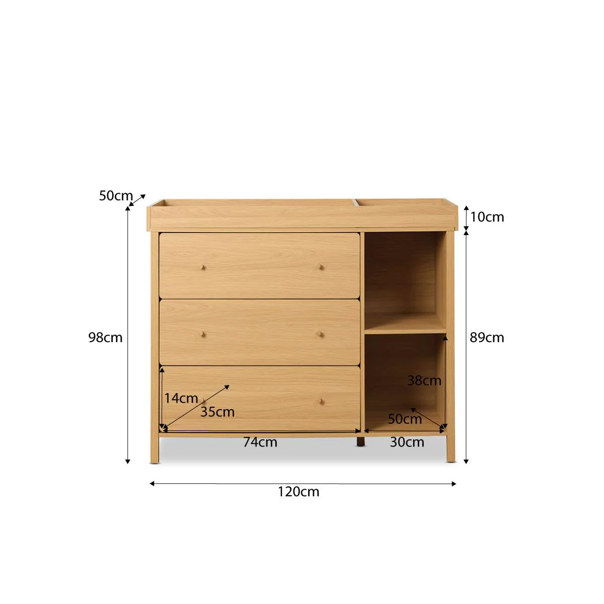 Ollie Change Table With Removable Top - Natural - Image 9