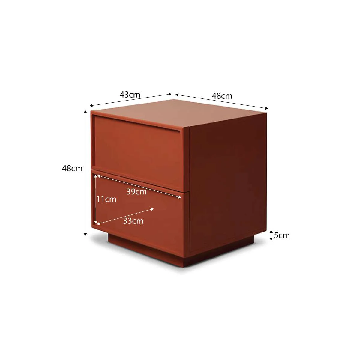 Osaka Bedside Table - Brick - Image 9