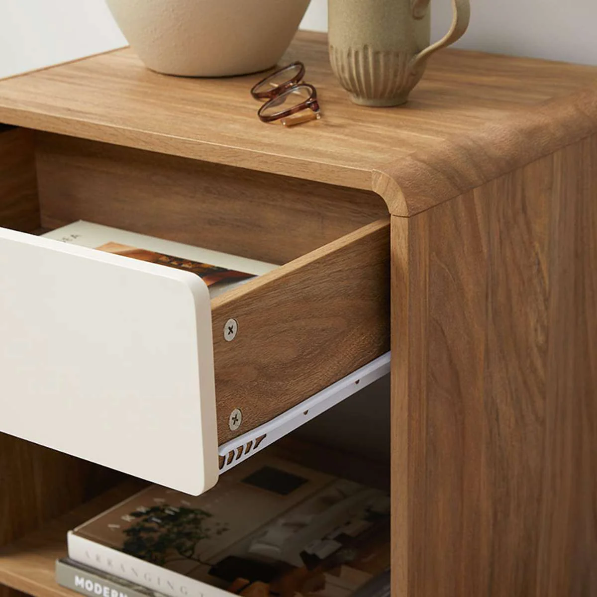 Owen Bedside Table - Pecan/Beige - Image 5