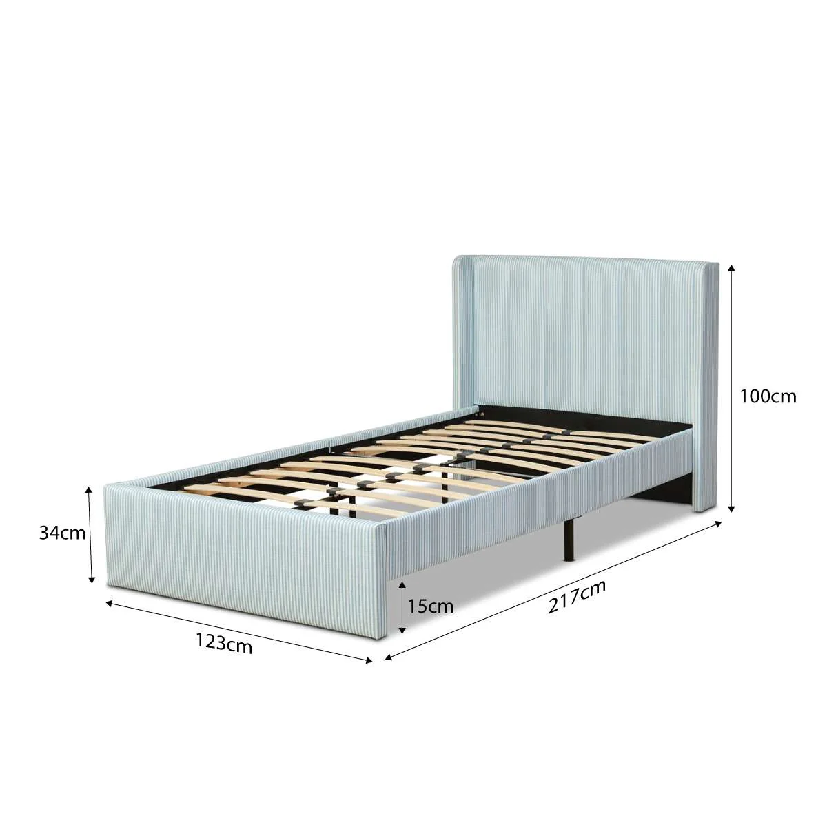 Quinn King Single Bed - Blue Stripe - Image 7