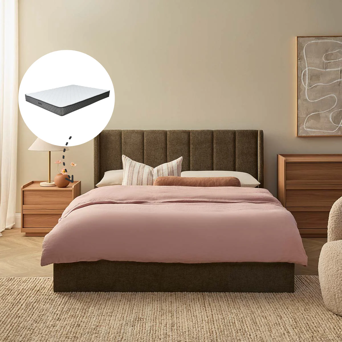 Quinn Storage Queen Bed Dark Green and Vale Queen Mattress Bundle