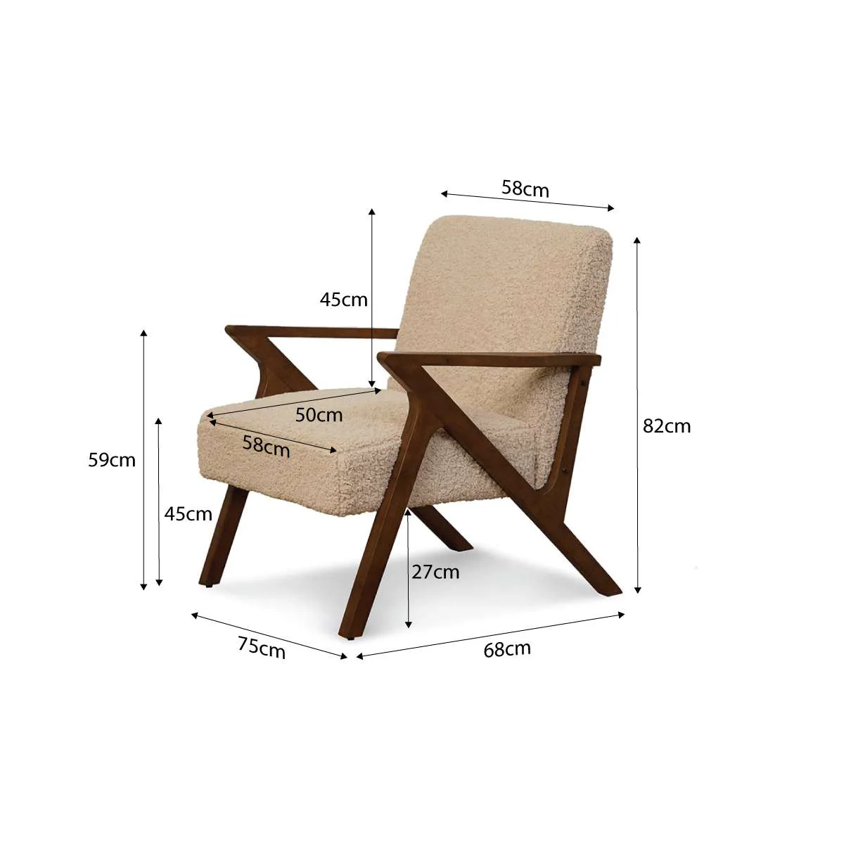 Ray Teddy Occasional Chair - Beige/Walnut - Image 9